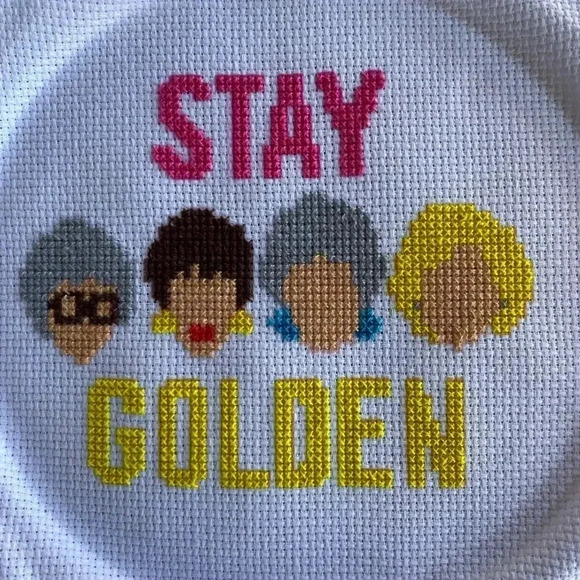 Vintage Other - Golden Girls Hand Embroidery Cross Stitch Design Pattern Decor